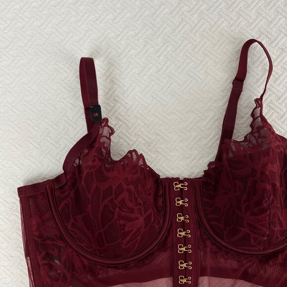 Brand New La Senza Women's Large Burgendy Merlot Purple Laced Corset Top Bra - Picture 11 of 16
